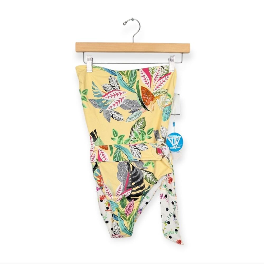 NWT WET Swimwear Alexis Yellow Floral Reversible One Piece Swimsuit Size S